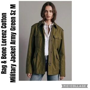 Rag & Bone Lorenz Cotton Military Jacket Army Green SZ M